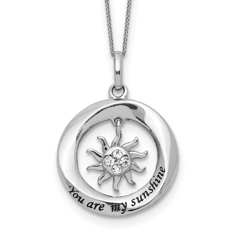 Gold-Plated Necklace-Sterling Silver Crystal 18-inch 19MM You Are My Sunshine Necklace