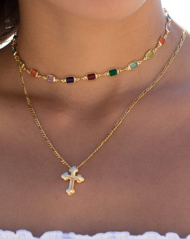 Chunky Gold Chain Necklace-Cross Necklace ~ Gold Vermeil~MN034