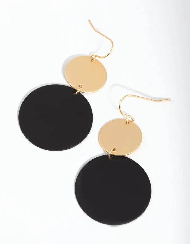 Natural Stone Earrings-Matte Coated Disc Drop Earrings