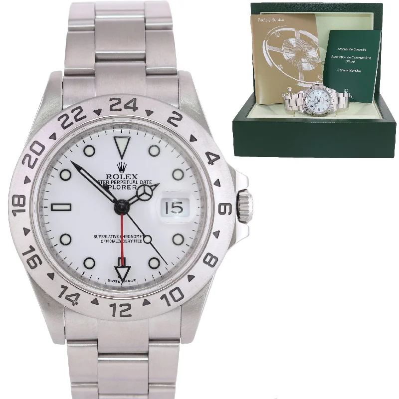 Stainless Steel Strap Watch-ENGRAVED REHAUT Rolex Explorer II 16570 Polar 40mm Date 3186 Watch Box