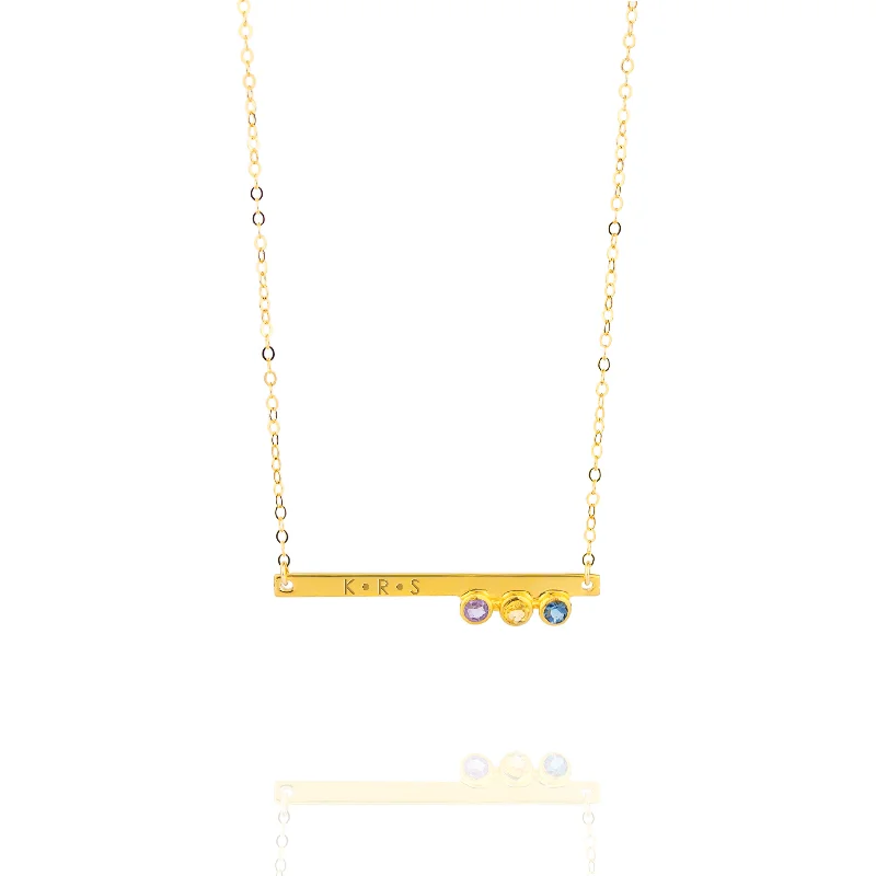 Luxurious Diamond Necklace-Personalized Skinny Bar Necklace for Mom with Kids' Birthstones & Names