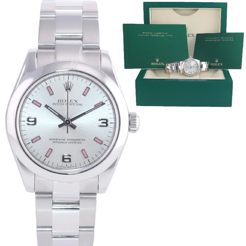 Digital Smartwatch with Calendar-Rolex Oyster Perpetual Steel Ladies 31mm White Stick 177200 Watch Box