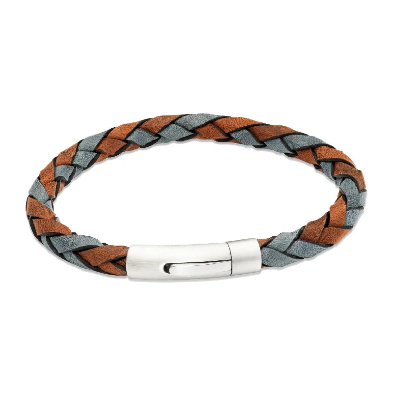 Trendy Silver Bracelet-Unique & Co Dark Brown and Navy Leather Bracelet